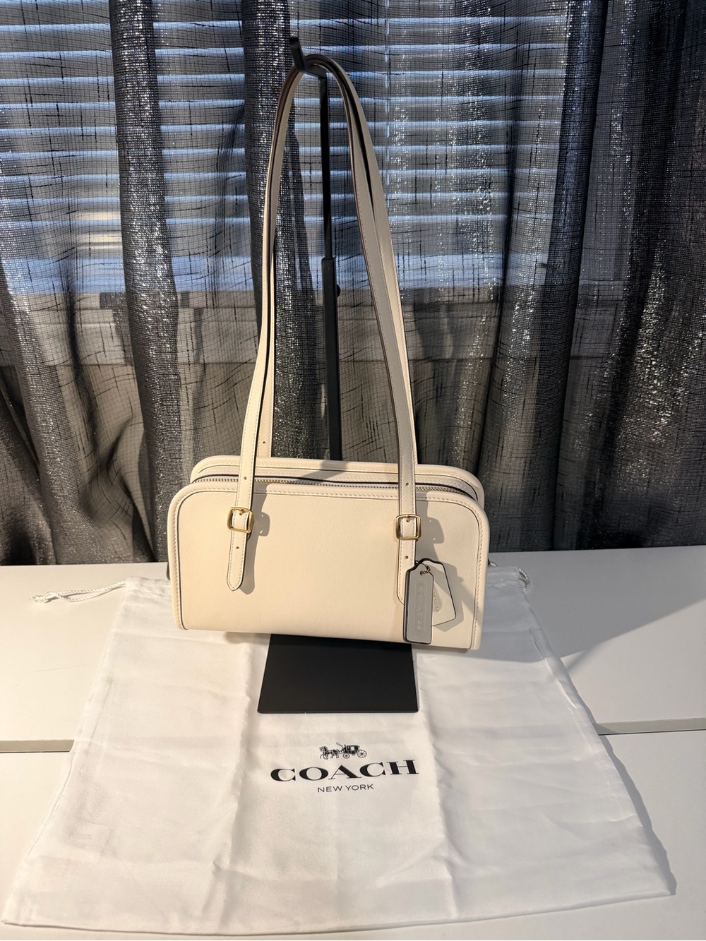 Coach Chalk/white Leather Double-Zip Shoulder Bag